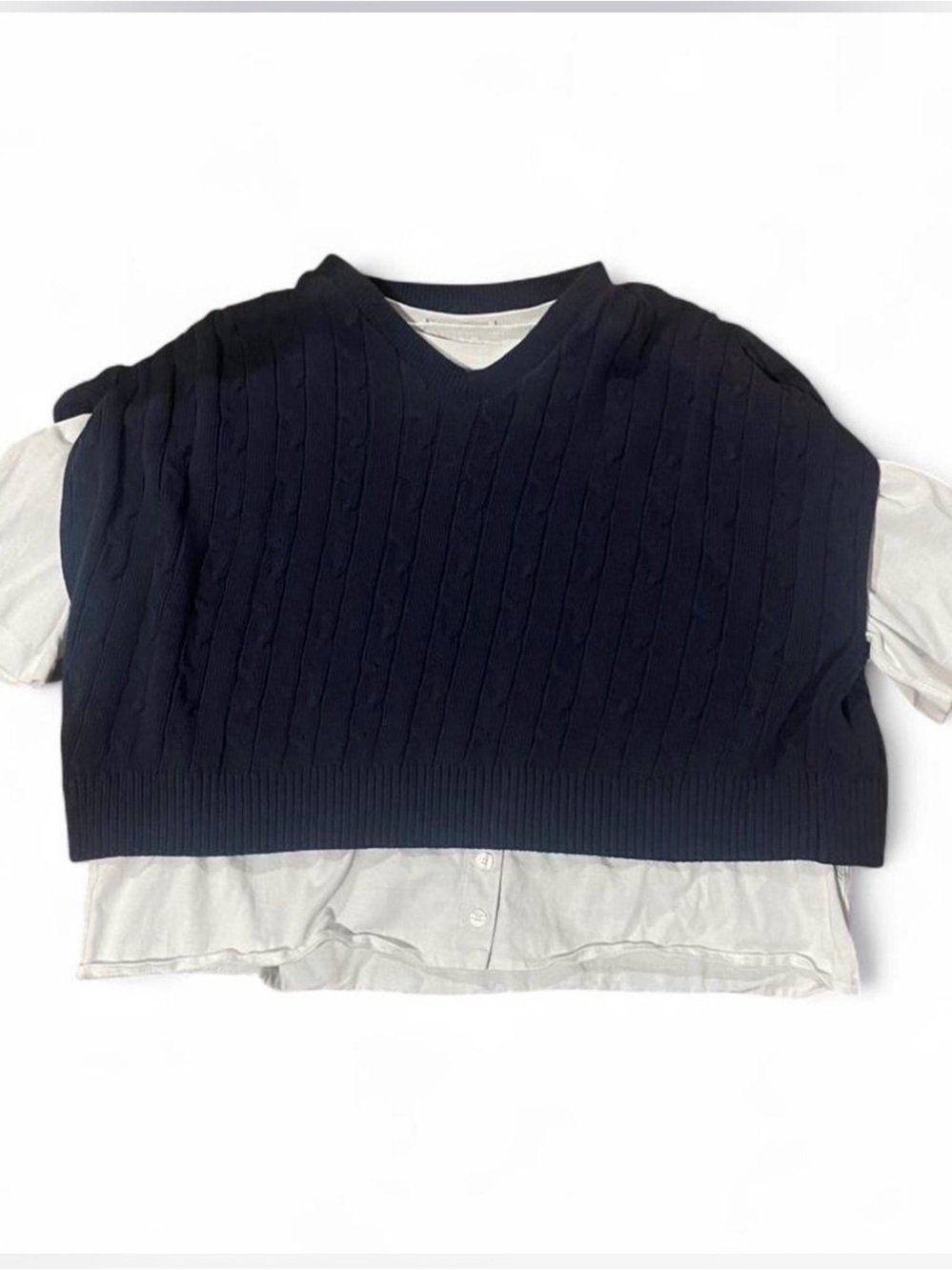 Zara Cable Knit Sweater Vest in navy